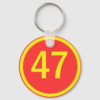 number, 47, in a circle key ring