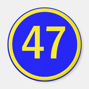 number, 47, in a circle magnet