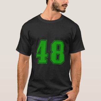 Number #48 Green Sports Fan Jersey Number T-Shirt