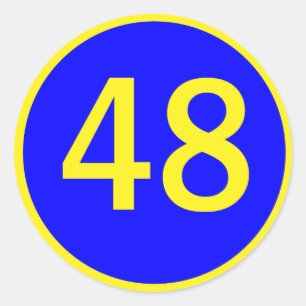 number 48  in a circle classic round sticker