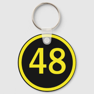 number, 48, in a circle key ring