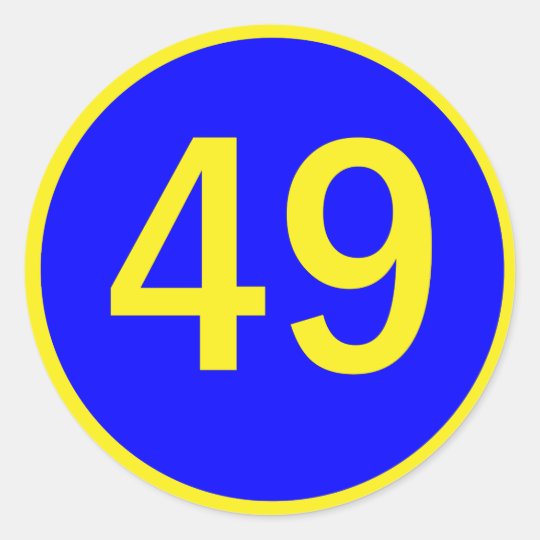 number 49 in a circle classic round sticker