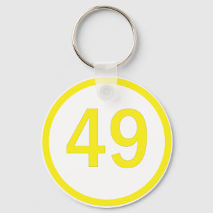 number, 49, in a circle key ring