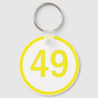 number, 49, in a circle key ring