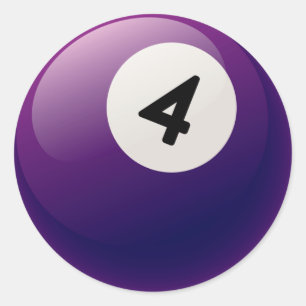 NUMBER 4 BILLIARDS BALL CLASSIC ROUND STICKER