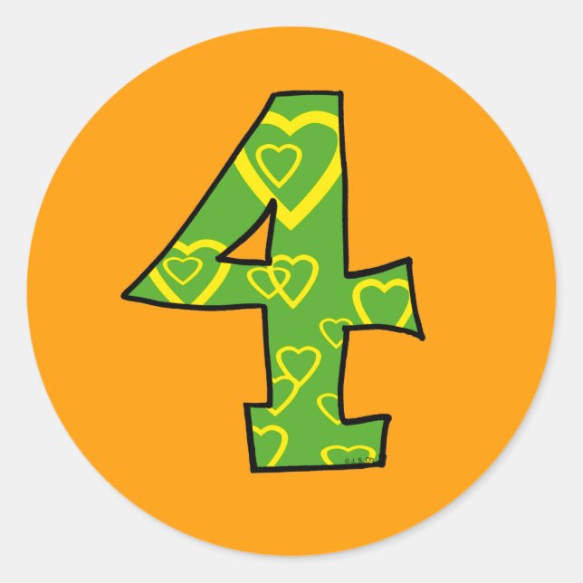 Number 4 classic round sticker (Front)