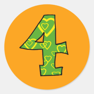 Number 4 classic round sticker