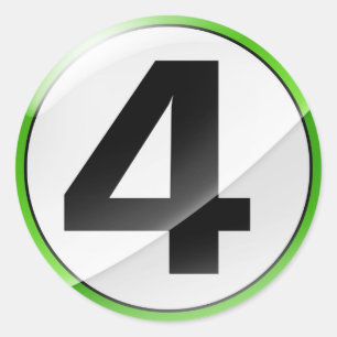 Number 4 green sticker
