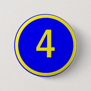 number 4 in a circle 6 cm round badge