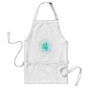 Number 4 in Aqua and Pink Swirls Aprons