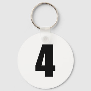 number 4 in black on white button keychain