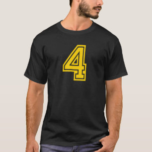 Number #4 Sports Jersey Yellow Retro Lucky Number T-Shirt