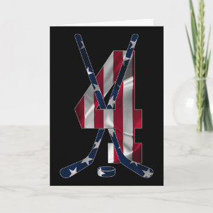 Number 4 Years Ice Hockey 4th Birthday Card