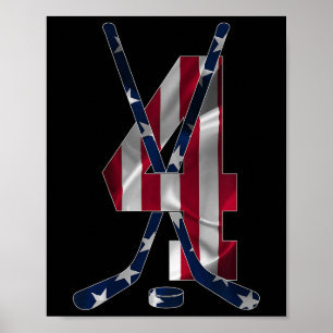 Number 4 Years Ice Hockey 4th Birthday Poster