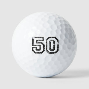 Number 50 Fifty 50th Birthday (Black&White) Golf Balls