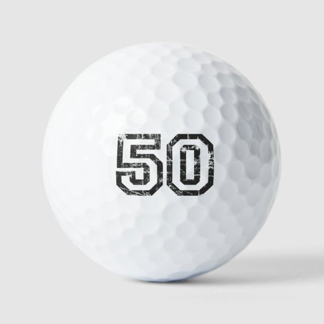 Number 50 Fifty 50th Birthday (Black&White) Golf Balls (Front)