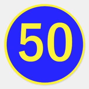number 50  in a circle classic round sticker