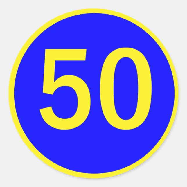 number 50  in a circle classic round sticker (Front)