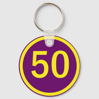number, 50, in a circle key ring