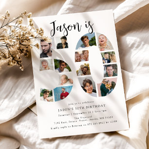 Number 50 Photo Co lage 50th Birthday Party Invitation