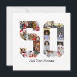 Number 50 Photo Collage Card<br><div class="desc">This customisable product is where photos are arranged to form the shape of a number. It is often used for milestone celebrations like birthdays, anniversaries, or achievements, allowing users to showcase memorable images within a single, eye-catching display. The designs typically offer spaces for various photo sizes and orientations, ensuring a...</div>