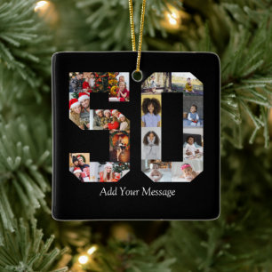 Number 50 Photo Collage Ceramic Ornament