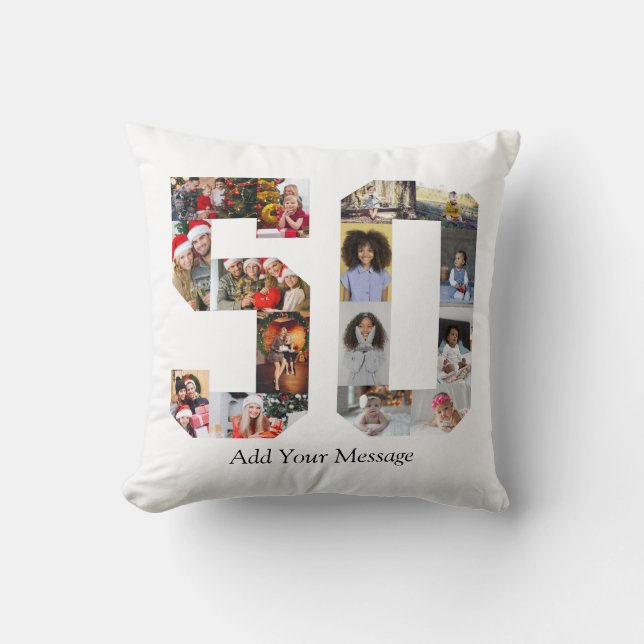 Number 50 Photo Collage Cushion (Front)