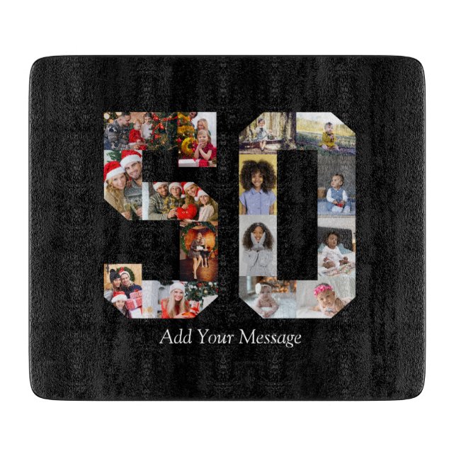 Number 50 Photo Collage Cutting Board (Front)