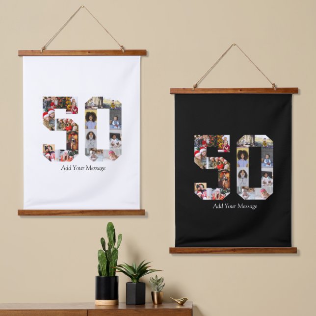 Number 50 Photo Collage Hanging Tapestry (Asymmetrical)