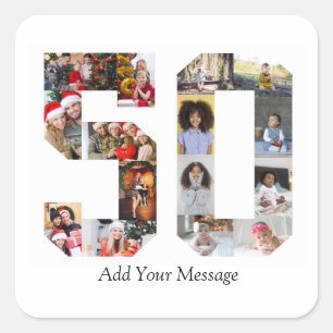 Number 50 Photo Collage Square Sticker