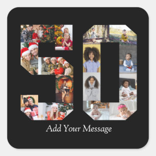 Number 50 Photo Collage Square Sticker