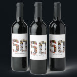 Number 50 Photo Collage Wine Label<br><div class="desc">This customisable product is where photos are arranged to form the shape of a number. It is often used for milestone celebrations like birthdays, anniversaries, or achievements, allowing users to showcase memorable images within a single, eye-catching display. The designs typically offer spaces for various photo sizes and orientations, ensuring a...</div>