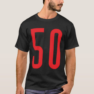 Number 50 Red Sports Fan Jersey Number T-Shirt