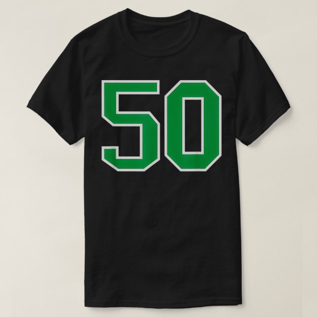 Number #50 Sports Jersey Green White Lucky Number  T-Shirt (Design Front)