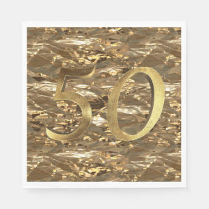 Number 50 Wedding 50th Birthday Anniversary Gold Napkin