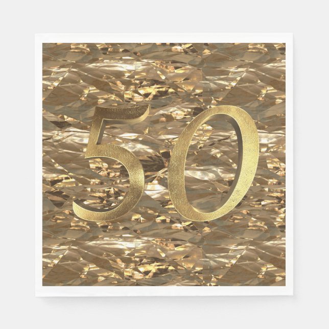 Number 50 Wedding 50th Birthday Anniversary Gold Napkin (Front)