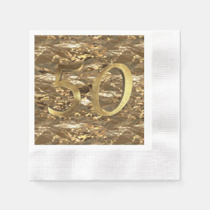 Number 50 Wedding 50th Birthday Anniversary Gold Napkin