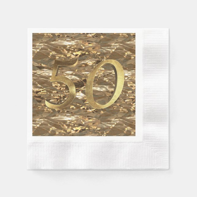 Number 50 Wedding 50th Birthday Anniversary Gold Napkin (Front)