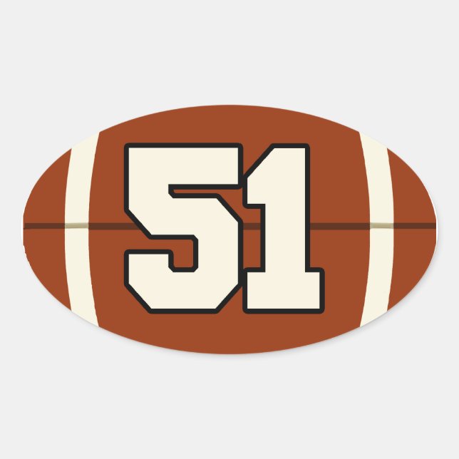 Number 51 Football Sticker (Front)