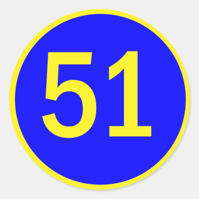 number 51  in a circle classic round sticker (Front)