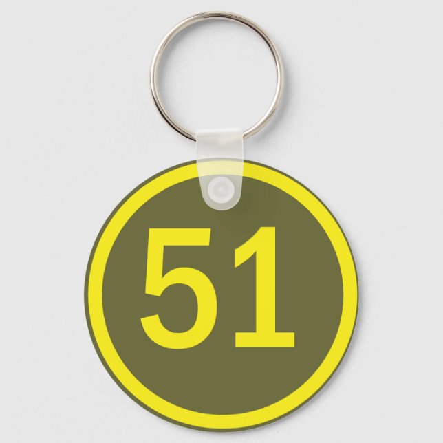 number, 51, in a circle key ring (Front)