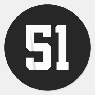 Number 51 sports team fan tank toppng classic round sticker