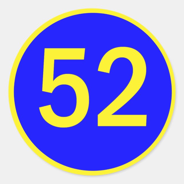 number 52 in a circle classic round sticker (Front)