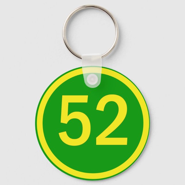 number, 52, in a circle key ring (Front)