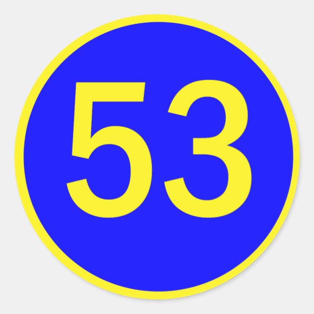 number 53 in a circle classic round sticker (Front)