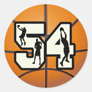 Number 54 Basketball Classic Round Sticker
