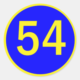 number 54 in a circle classic round sticker