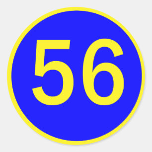 number 56 in a circle classic round sticker