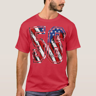 Number 56 Red White and Blue American Flag 56 Jers T-Shirt