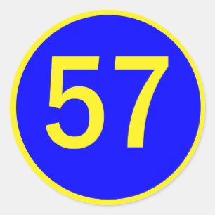 number 57 in a circle classic round sticker